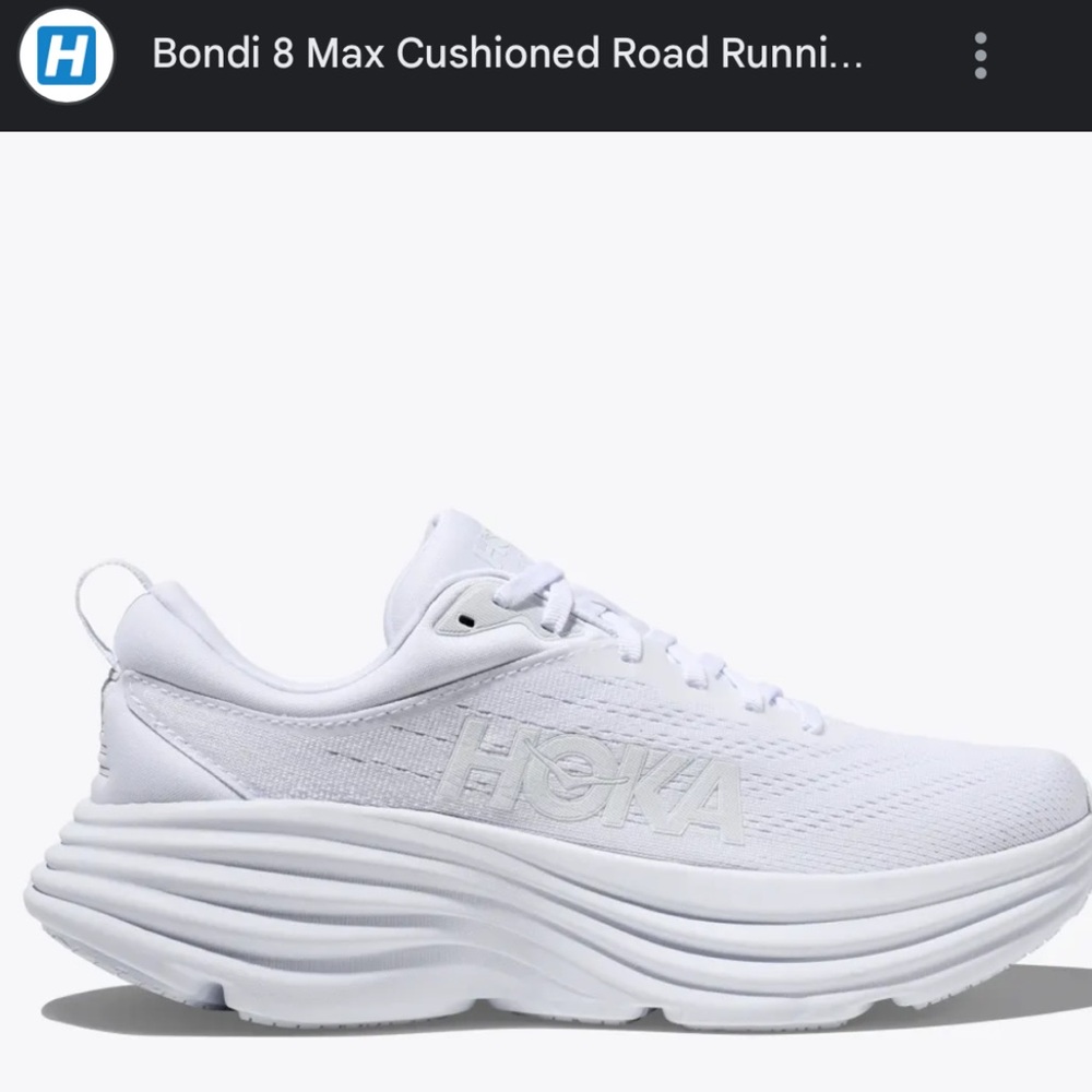 HOKA Bondi 8 Max Cushioned Road Running Shoe - White